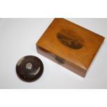 AN ANTIQUE SNUFF BOX AND A MAUCHLIN WARE BOX