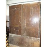 A LARGE PAIR OF TALL SCHOOL TYPE CUPBOARDS H-246 CM W-188 CM A/F