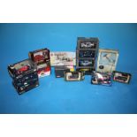 A BOX OF BOXED MODEL VEHICLES, TO INCLUDE CORGI FIRE HEROES, CORGI MINI, HOT WHEELS, MERCEDES-