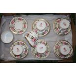 A TRAY OF ROYAL WORCESTER ROYAL GARDEN CUPS AND SAUCERS ETC