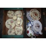 A TRAY OF ROYAL LEIGHTON WARE CHINA, TOGETHER WITH A TRAY OF ASSORTED CERAMICS TO INCLUDE MASONS,