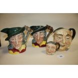 TWO ROYAL DOULTON CHARACTER JUGS - RIP VAN WINKLE, both large D6403, H 18 cm AND TWO ROYAL DOULTON