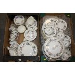 TWO TRAYS OF ROYAL WORCESTER JUNE GARLAND PATTERN CHINA TO INCLUDE A TUREEN