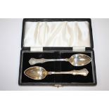 A PAIR BOXED FRENCH STYLE .875 SILVER SPOONS