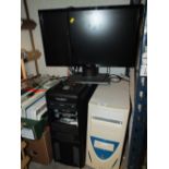 TWO COMPUTER TOWERS TO INCLUDE A NOVATECH EXAMPLE PLUS A DELL MONITOR - WITHOUT CABLES