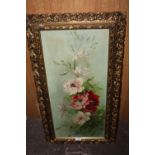 A GILT FRAMED OIL ON CANVAS STILL LIFE STUDY OF FLOWERS