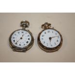 TWO SMALL SILVER FOB WATCHES