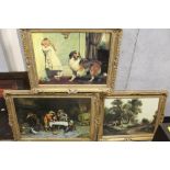 THREE VINTAGE GILT FRAMED PRINTS TOGETHER WITH TWO MAURICE C. WILKE PRINTS (5)