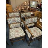 AN OAK 'OLD CHARM' PEDESTAL DINING TABLE A/F WITH 4 CHAIRS