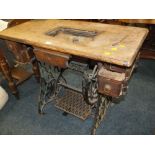 A VINTAGE CAST TREADLE SEWING MACHINE BASE A/F