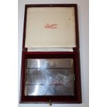 A FORTNUM AND MASON SILVER CIGARETTE BOX IN ORIGINAL BOX