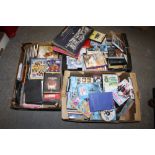 THREE TRAYS OF DVDS ETC TOGETHER WITH A SMALL QUANTITY OF REPRODUCTION CONTEMPORARY DOCUMENTS