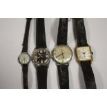 FOUR VINTAGE WRISTWATCHES TO INCLUDE AN ART DECO STYLE RELA EXAMPLE