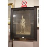 AN ANTIQUE OAK FRAMED MILITARY INTEREST PHOTOGRAPH OF MAJOR J.E.BLAKEMORE .M.C COMMANDING 43RD