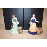 TWO BOXED ROYAL WORCESTER FIGURES CHERRY AND LAVENDER