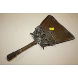 A VINTAGE BRASS ARMORIAL SHOVEL