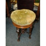 A WILLIAM IV MAHOGANY CIRCULAR ADJUSTABLE PIANO STOOL