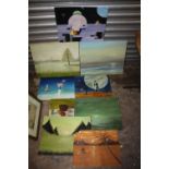 A COLLECTION OF UNFRAMED OIL PAINTINGS BY N. P. MERRICK TO INCLUDE ABSTRACT EXAMPLES, STILL LIFE ETC