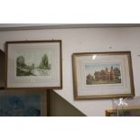 TWO FRAMED AND GLAZED SIGNED JAMES PRIDDEY PRINTS ENTITLED 'MORNING GLORY KENT' AND 'THE SEVERN'
