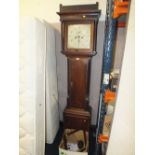 A 19TH CENTURY OAK AND MAHOGANY EIGHT DAY LONGCASE CLOCK BY THOMAS KNIGHT OF STONE H-210 CM A/F *