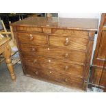 A 19TH CENTURY MAHOGANY CHEST OF 2 SHORT ABOVE 3 LONGER GRADUATED DRAWERS H-99 W-120 CM