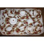 A TRAY OF ROYAL ALBERT OLD COUNTRY ROSES CHINA TO INCLUDE A SMALL TEAPOT