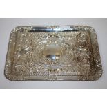 A HALLMARKED SILVER SERVING TRAY APPROX WEIGHT - 275.7G