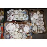 THREE TRAYS OF ASSORTED CHINA TO INCLUDE ROYAL ALBERT, ROYAL CROWN DERBY SAUCER, REGENCY CHINA ETC