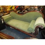 A WILLIAM IV MAHOGANY FRAMED SHAPED SCROLL ARM SETTEE