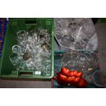 THREE BOXES OF ASSORTED GLASSWARE TO INCLUDE CUT GLASS