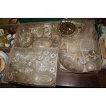 THREE TRAYS OF ASSORTED GLASSWARE TO INCLUDE CUT GLASS