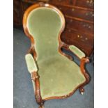 A NICE QUALITY 19TH CENTURY CARVED MAHOGANY GENTLEMANS ARMCHAIR