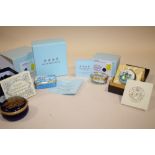 TWO BOXED HALCYON DAYS ENAMEL BOXES WITH CERTIFICATES TOGETHER WITH A BOXED KINGSLEY ENAMEL AND A