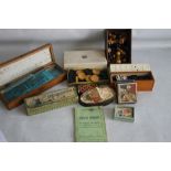 A GROUP OF VINTAGE/ CLASSIC GAMES, to include a wooden chess set, crib board, Anchor Puzzle etc.