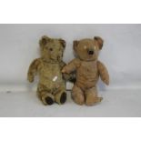 TWO VINTAGE JOINTED TEDDY BEARS, in playworn condition, have been very well lovedCondition Report: