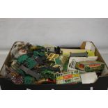 A BOX OF 00 GAUGE SCENERY, to include trees, buildings, paint etc.
