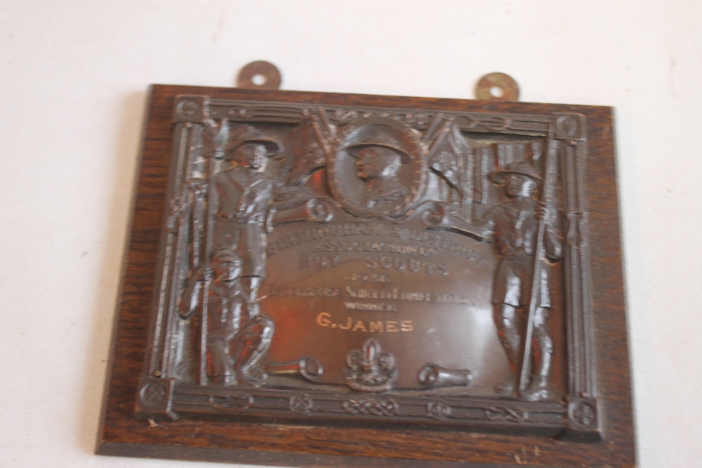 BIRMINGHAM AND DISTRICT ASSOCIATION OF BOY SCOUTS PLAQUE, ENGRAVED 1936 BROCKHOUSE SHIELD - Image 3 of 4