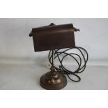 A VINTAGE BANKERS STYLE DESK LAMP with metal shade