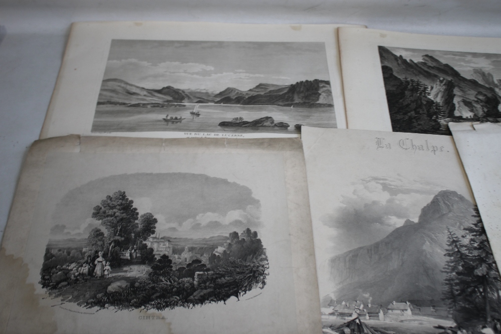 A QUANTITY OF COPPER ENGRAVINGS OF SWITZERLAND AFTER BARBIER, 17 pages 32 x 50 cm together with - Image 3 of 5