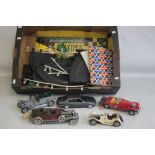 FIVE UNBOXED 1:18 SCALE CARS BY FRANKLIN MINT, SCHARAK ETC., A/F together with a part vintage