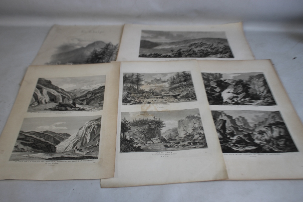 A QUANTITY OF COPPER ENGRAVINGS OF SWITZERLAND AFTER BARBIER, 17 pages 32 x 50 cm together with - Image 4 of 5