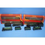 FOUR BOXED HORNBY STEAM LOCOMOTIVES AND TENDERS to include BR Class A4 Malard (4-6-2), SR Schools