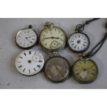 A QUANTITY OF POCKET WATCHES AND A MOVEMENT, to include silver examples