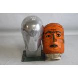 AN ORIGINAL CRASH TEST DUMMY HEAD ALUMINUM FRAME WITH RUBBERISED SKIN AND INTERNAL CENSORS, along