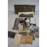 A COLLECTION OF WWI AND WWII MILITARY INTEREST PHOTOGRAPHS, POSTCARDS AND RATION BOOKS ETC, also