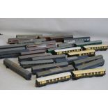 A BOX CONTAINING TWENTY NINE RAILWAY CARRIAGES, all unboxed mainly Hornby