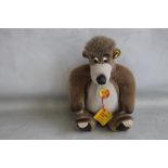 A VINTAGE "'STEIFF BALLOO"' BEAR, with original card tag attached, height 29 cm.