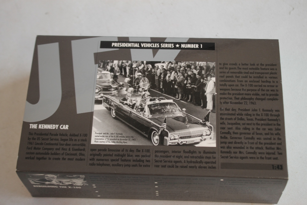 THE KENNEDY CAR, Minichamps 1961 Lincoln Continental Presidential Parade vehicle X-100, boxed with