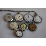A SMALL QUANTITY OF POCKET FOB WATCHES, to include a continental white metal example (mostly A/F).