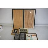 A COLLECTION OF FRAMED STAMPS, to include a full sheet of Machin 1/2D and a full sheet of the